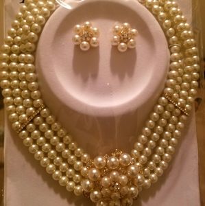 Brand new pearl and earring set